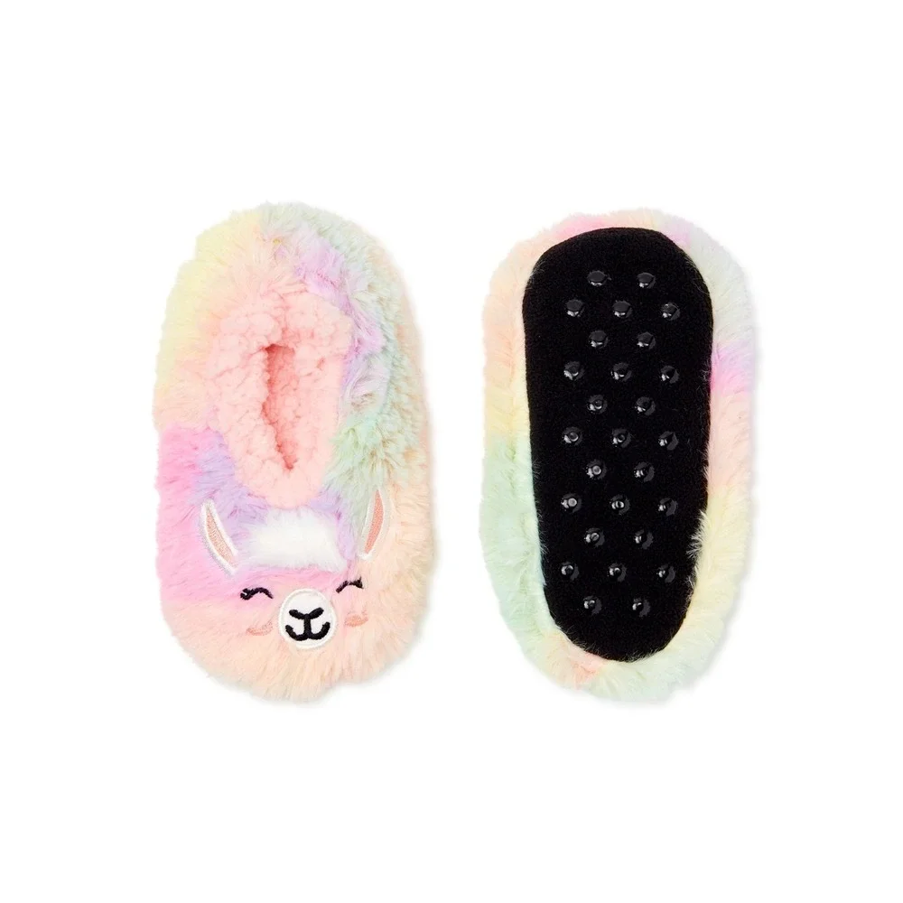 Wonder Nation Girls Llama Tie Dye Slipper Socks, 1 Pack